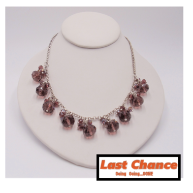 Remarkable Vintage Silver Tone and Faceted Amethyst Color Crystal Ball Clusters Drop Cha-Cha Statement Necklace
