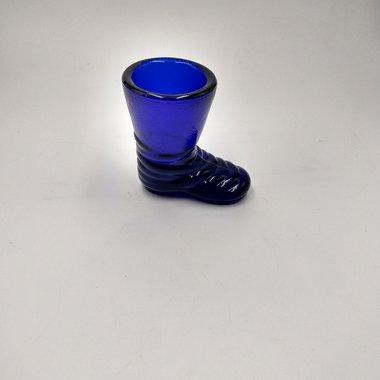 Compelling Vintage Cobalt Blue Pressed Glass Boot Toothpick Holder or Shotglass