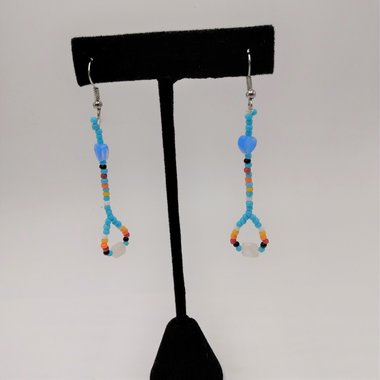 Handcrafted Native American Navajo Multi color Seed Bead Dangle Earrings