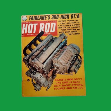 Vintage HOT ROD Magazine March 1966 Great gift for Dad and Grampa. Original price 50 cents!!!