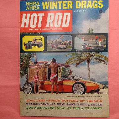 Vintage HOT ROD Magazine April 1965 Great gift for Dad and Grampa. Original price 50 cents!!!