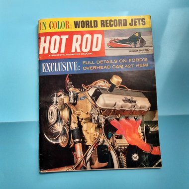 Vintage HOT ROD Magazine January 1965 Great gift for Dad and Grampa. Original price 50 cents!!!