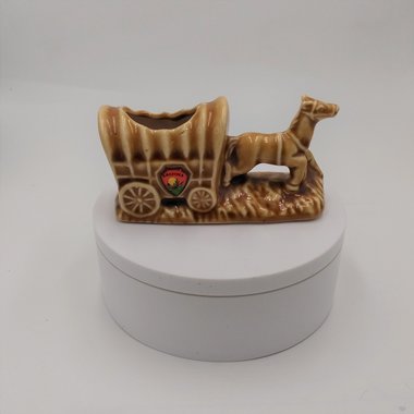 Vintage Arizona Ceramic Covered Wagon Souvenir Southwestern Toothpick Holder
