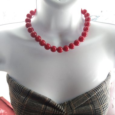 Sexy Vintage Candy Apple Red Gumball Size Beaded Choker