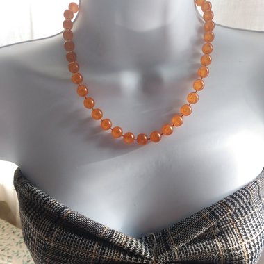 Stylish Vintage Plastic Faux Agate Beaded Necklace, Mid Century Modern, Hong Kong