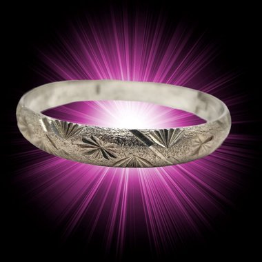 Eye-Catching Vintage Mexican Sterling Silver Sand Cast Carved Stars Hinged Bangle Bracelet, Stamped MEXICO 925