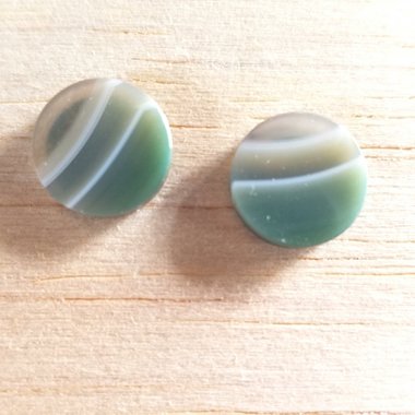 Natural Vintage Green Banded Agate Circles Post Earrings
