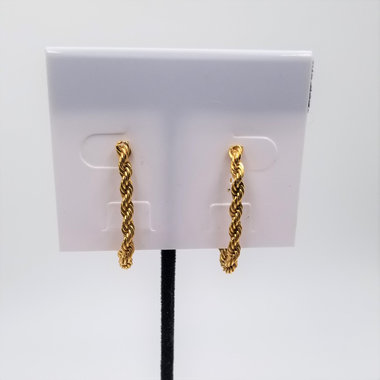 Fantastic Vintage Napier Gold Tone Rope Chain Loop Pierced Earrings
