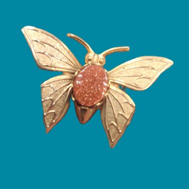 Vintage Gold Tone and a Gold Stone Body Butterfly Brooch