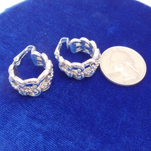Vintage AVON Silver Tone Wide Clip On Hoop Earrings