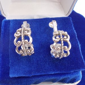 Vintage AVON Silver Tone Wide Clip On Hoop Earrings