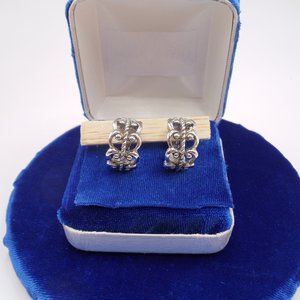 Vintage AVON Silver Tone Wide Clip On Hoop Earrings