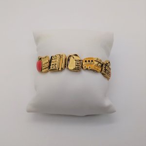 Vintage Matte Yellow Gold Tone School Days Slide Charm Bracelet