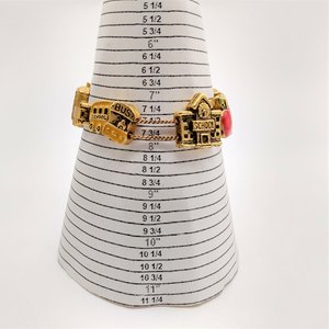 Vintage Matte Yellow Gold Tone School Days Slide Charm Bracelet