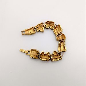 Vintage Matte Yellow Gold Tone School Days Slide Charm Bracelet