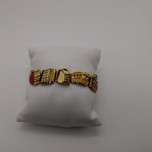 Vintage Matte Yellow Gold Tone School Days Slide Charm Bracelet