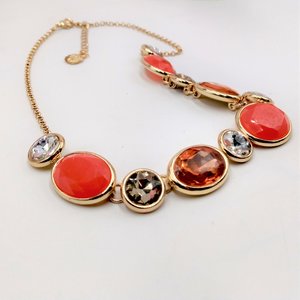 MONET Gold Tone Jeweled Rhinestone Statement Necklace, 80's Vintage