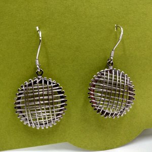 Vintage 925 Sterling Silver Weave Dangle Earrings and Matching Ring (size 6.5 ), Great Gift