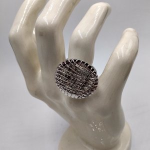Vintage 925 Sterling Silver Weave Dangle Earrings and Matching Ring (size 6.5 ), Great Gift