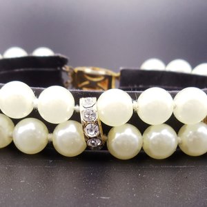 Charming Vintage Faux Pearls and Rhinestones Beaded Bracelet