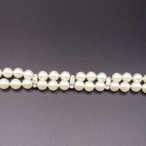Charming Vintage Faux Pearls and Rhinestones Beaded Bracelet