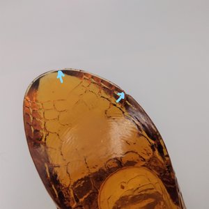 Vintage Amber Alligator Vamp Art Glass Cat Pressed Glass Shoe Slipper, Collectible Glass