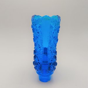 Large Blue Glass Shoe Boot, Daisy Buttons Pattern, Collectable Art Glass Shoe