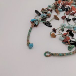 Native American Multi Strand Natural Gemstone Chip Southwestern Necklace, Vintage