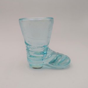 Vintage Light Blue Pressed Glass Boot Toothpick Holder or Shot Glass
