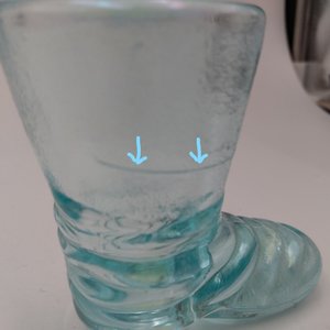 Vintage Light Blue Pressed Glass Boot Toothpick Holder or Shot Glass