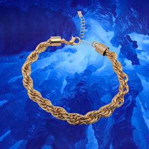 Shiny Vintage Chunky Gold Tone Rope Chain Bracelet for Women