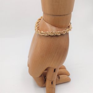 Shiny Vintage Chunky Gold Tone Rope Chain Bracelet for Women
