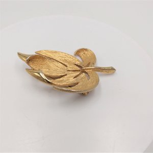 Vintage Mid Century Gold Tone Textured  Leaf Brooch for Women