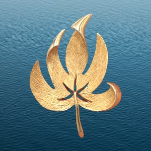Vintage Mid Century Gold Tone Textured  Leaf Brooch for Women