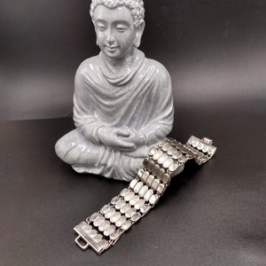 Stylish Vintage Silver Tone Snail/Scroll Chain Panel Bracelet