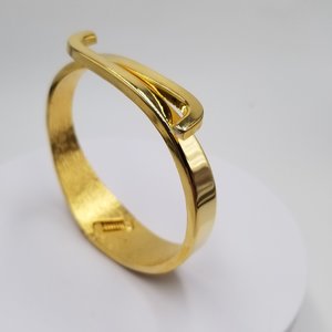 Shiny Vintage Gold Tone Criss Cross Clamper Cuff Bracelet,