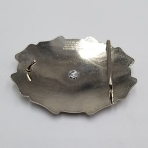 Western Two Toned Vintage Stamped Shiny Nickel Plated and Brass Bronco Horse Rodeo Belt Buckle