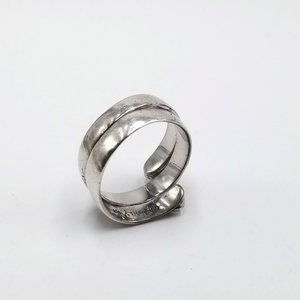 Sterling Silver Heart and Flower Mother Daughter Wrap Around Bypass Band Ring Size 6