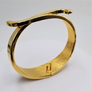 Shiny Vintage Gold Tone Criss Cross Clamper Cuff Bracelet,