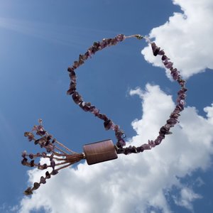 Beautiful Vintage Natural Amethyst Chip Beaded Tassel Necklace