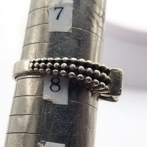 Unique Vintage Sterling Silver Tension Set Cubic Zirconia Silver Granule Textured Solitaire Ring ,Size 7.75