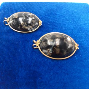 Sophisticated Vintage Hillcraft Gold Tone and Marbled Lucite Slide Clip Earrings