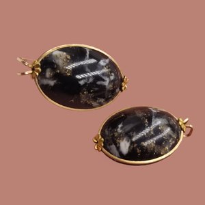 Sophisticated Vintage Hillcraft Gold Tone and Marbled Lucite Slide Clip Earrings