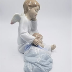 Lladró "My Guardian Angel" Vintage Porcelain Figurine, Highly Collectable,Blue Boy blanket, Made in Spain