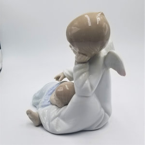 Lladró "My Guardian Angel" Vintage Porcelain Figurine, Highly Collectable,Blue Boy blanket, Made in Spain
