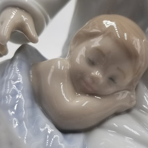 Lladró "My Guardian Angel" Vintage Porcelain Figurine, Highly Collectable,Blue Boy blanket, Made in Spain