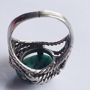 Malachite and Sterling Silver Ring, Southwestern, Pacific Jewelry Co, Size 7.5