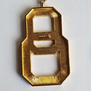 MONET Gold Tone and Light Cream Yellow Enamel Interlocking Links Pendant and Snake Chain