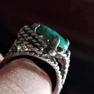 Malachite and Sterling Silver Ring, Southwestern, Pacific Jewelry Co, Size 7.5