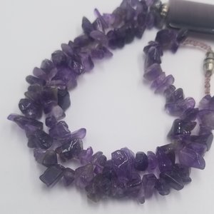 Beautiful Vintage Natural Amethyst Chip Beaded Tassel Necklace